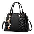 ACNCN Women Handbags Shoulder Bag Crossbody Messenger Bag Tote Satchel for Lady PU Leather Purse(Black)