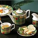 MMLLZEL Green Striped Coffee Set Ceramic Cup Saucer Afternoon Tea Teapot Cup Sugar Bowl Milk Pot Coffee Appliances