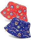 Paw Patrol Reversible Bucket Hat Boys | Kids Toddlers Chase Blue and Marshall Red Characters Sun Cap | Movies TV Series Gifts Merchandise