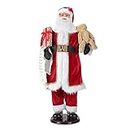 59" Inch Christmas Life Size Animated Rock Singing and Dancing Santa Claus Collapsible Decoration Collection Musical Sensor Reaction Figure Traditonal Red Standing Indoor Gift Bag Bear