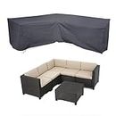 J&C Patio Furniture Covers Left L Shape Patio Sectional Covers Waterproof Outdoor Sofa Cover Heavy Duty 420D Patio Sectional Sofa Cover Outdoor Furniture Covers Grey Sectionals (V shaped: 215 x 215 cm)