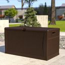 Flash Furniture Marlin 120 Gallon Plastic Deck Box for Outdoor Patio Storage & Deck Organization Plastic in Brown | 25 H x 47 W x 24 D in | Wayfair