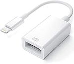 Wahbite Adaptateur Apple Lightning vers USB pour appareil photo, câble 3.0 OTG iPhone/iPad connecter un lecteur de cartes, une clé USB, disque U, clavier, souris, des hub, MIDI, blanc