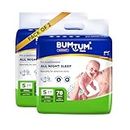 Bumtum Baby Diaper Pants, Small Size, 156 Count, Double Layer Leakage Protection Infused With Aloe Vera, Cottony Soft High Absorb Technology (Pack of 2)