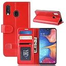 Flip Case For Samsung A20E Wallet PU Leather Magnetic Protective Mobile Phone Case for Samsung Galaxy A20E A202F / A10E Folio Book Cover (Red)