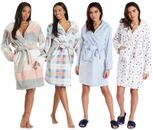Fleece Hooded Dressing Gown Ladies Soft Warm Winter Wrap Robe Nightwear