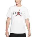 Nike Men's Jordan air Wordmark Short Sleeve T-Shirt, White/Black/Gym Red, L