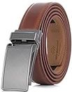 Marino Men's Genuine Leather Ratchet Dress Belt With Automatic Buckle, Enclosed in an Elegant Gift Box - Burnt Umber - Adjustable from 28" to 44" Waist