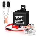 Joinfworld Remote Battery Disconnect Switch 12V 200A Car Kill Switch Anti-Theft Remote Control Switch with Two Remote Control Relay Fobs for Auto Truck Boat