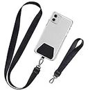 takyu Mobile Phone Lanyard for Keys 2 Pieces Neck Strap and Wrist Tether Lasso Key Chain Holder Universal Phone Case Anchor for Protection compatible with iPhone, Samsung Galaxy and Smartphones（Black）