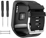 Zitel® Watch Band Compatible with Garmin Vivoactive HR - Silicone Replacement GPS Watch Strap with Adapter Tools - Black