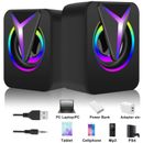 USB Wired Computer Speakers Colorful RGB LED Stereo 3.5mm For PC Laptop Desktop