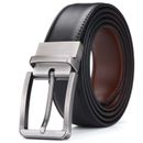 Men's Reversible Leather Belt 48in/120cm with Removable Buckle for Cut to Fit