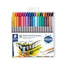 Staedtler Double-Ended Fiber-Tip Pens, Washable Ink, Fine & Bold Writing and Coloring Tips, 36 Assorted Colors, 3200 TB36 (3200TB36)