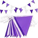 Topeedy 20M Purple and White Bunting Banner Party Decoration,52pcs Reusable Purple Pennant for Valentine’s Day Mother‘s Day Birthday Weeding Party Baby Shower Home or Garden Triangle Flags