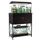 Herture 20-29 Gallon Aquarium Stand Metal Frame Fish Tank Stand with Cabinet Storage, for 20 Gallon Long Aquarium,30.7" L*16.5" W Tabletop,330LBS Capacity Black PG01YGB