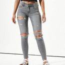American Eagle Outfitters Jeans | American Eagle Ne(X)T Level Ripped Jegging Jeans Gray 0 Short | Color: Gray | Size: 0p