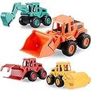 Beestech Construction Toys for 3 Years Old Boys Girls Kids, Friction Powered Construction Truck Toys Vehicles Sand Toys Trucks Excavator, Bulldozer, Road Roller (Colorful 4 Pack)