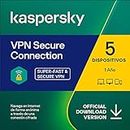 Kaspersky VPN Secure Connection | 5 Dispositivos | 1 Usuario | 1 Año | PC/Mac | Código de activación enviado por email