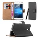Lumia 650 Phone Case Leather Wallet Cover + 2 Screen Protector for Microsoft