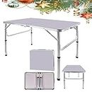 Picnic Folding Tables, 3ft Heavy Duty Aluminium Foldable Portable Adjustable Height Lightweight for Camping with Carry Handle for Indoor Kitchen, Dinner, Catering, Buffet and Garden (90x60x37/67cm)