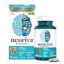 NEURIVA Plus Brain Supplement for Memory and Focus Clinically Tested Nootropics for Concentration for Mental Clarity, Cognitive Enhancement Vitamins B6, B12, Phosphatidylserine 30 Capsules