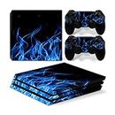 Mcbazel Pattern Series Vinyl Skin Sticker for PS4 Pro Controller & Console Protect Cover Decal Skin (Blue Flame)