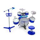 Costway Kids Jazz Drum Keyboard Set with Stool and Microphone Stand-Blue
