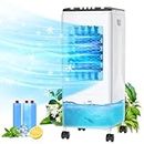 Portable Air Conditioner, 3-IN-1 Air Cooler Evaporative，[6L Water Tank] & 3 Wind Speeds, 60° Oscillation & Universal Casters & 3 Ice Boxes, Air Conditioner/Cooling Fan for Room Office Home.