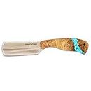 WHISKEY BENT HAT CO. Bullcutter Fixed Blade Knife 440C Stainless Steel 6" Blade w/Leather Sheath (Turquoise River)