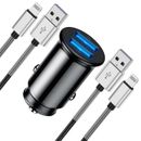 Car Charger -Car Charger Dual Port Car Charger 24W with 2-Pack 3FT iPhone Cable