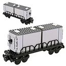 City Freight Train Car Building Blocks Set, Cargo Train Carts, DIY Toys for Teens and Adults, Compatible with Lego 630 Building Accessory (Container)