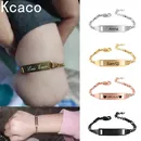 Kcaco Personalize Kid Baby Name Bracelets Non Allergy Stainless Steel Infant Baptism Custom Family