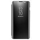 Coque pour Samsung Galaxy s10 Plus Housse Support à Rabat Clear View Cover Flip Case (Noir)