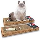 2pk Cat Scratching Board | 37 x 12cm | Reversible Cat Scratcher Cardboard Cat Scratchers for Indoor Cats, Small & Large | Cat Scratching Pad Cat Scratch Board Cat Cardboard Scratcher for Cats