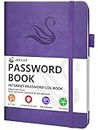 Elegant Password Book with Alphabetical Tabs - Hardcover Password Book for Internet Website Address Login - 5.2" x 7.6" Password Keeper and Organizer w/Notes Section & Back Pocket (Violet Purple)