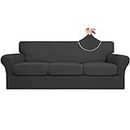 Easy-Going 4 Pieces Stretch Soft Couch Cover for Dogs - Washable Sofa Slipcover for 3 Separate Cushion Couch - Elastic Furniture Protector for Pets, Kids (Sofa, Dark Gray)