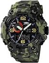 V2A Resin Green Camouflage Analog Digital Sport Watches For Men And Boys (Black Dial And Green Color Strap), Green Band