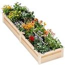 SogesHome Wooden Raised Garden Bed Outdoor Elevated Planter Kit Box with Divider 91.5"x 24"x 10.4" Standing Planting Bed for Gardens, Patios, and Backyards