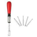 AASONS Push Pull Ratchet Type Screwdriver Semi Automatic Wooden Handle Ratcheting Screwdriver With 5 Pcs Assorted Screwdriver Bits Set (20" - 500mm)