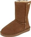 BEARPAW Emma Short Women's Classic Winter Slip On Boots, Lightweight Suede Boots, Multiple Colors, Hickory, 8.5
