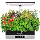 SereneLife Smart Starter Kit-Hydroponic Herb Garden Indoor Plant System w/Height Adjustable LED Grow Lights, 6 pods, 3 Modes-Home Kitchen, Bedroom, Office SLGLF130, Aluminum, (Black)