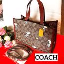 COACH x Peanuts Shoulder Tote Bag Dempsey Carryall Snoopy Woodstock CE862 New