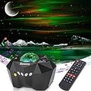 Bawoo Starry Light Projector,3 in 1 Multicolor LED Star Aurora Moon Light 360° Rotation Sky Galaxy Night Projector Light with Bluetooth Speaker Remote Control Timer for Kids Adults Bedroom Party