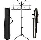 Souvenir Music Stand, Folding Height and Angle Adjustable Metal Orchestral Notation Stand with Music Sheet Clip Holder, Portable Solid Back Tripod Base Projector Stand (Notation Stand)