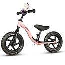 KRIDDO Toddler Balance Bike 3 Year Old, Age 24 Months to 5 Years Old, Modern Flame Style, Early Learning Interactive Push Bicycle, Gift Bike for 2-5 Boys Girls, Light Pink