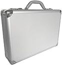 Pro aluminium grand mallette d'ordinateur portable attaché case rembourré, argent