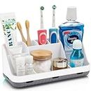 GFWARE Toothbrush Holders for Bathrooms Countertop Organizer - Kids Electric Toothbrush and Toothpaste Holder Detachable 7 Slots Tooth Brush Organization Bathroom Accessories Storage Vanity, White