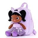 Lazada Toddler Backpack Toy with Baby Doll Girl Toys Plush Tanned Baby Gifts 9.5”