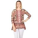 Ruby Rd. Womens Womens Mirror Print Sublimation Top, Zinnia Multi, Large